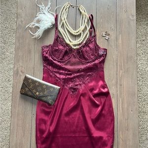 Lace Bustier Cami Midi Dress